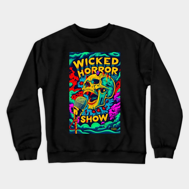 Wicked Horror Show Screaming Skull Crewneck Sweatshirt by aknuckle